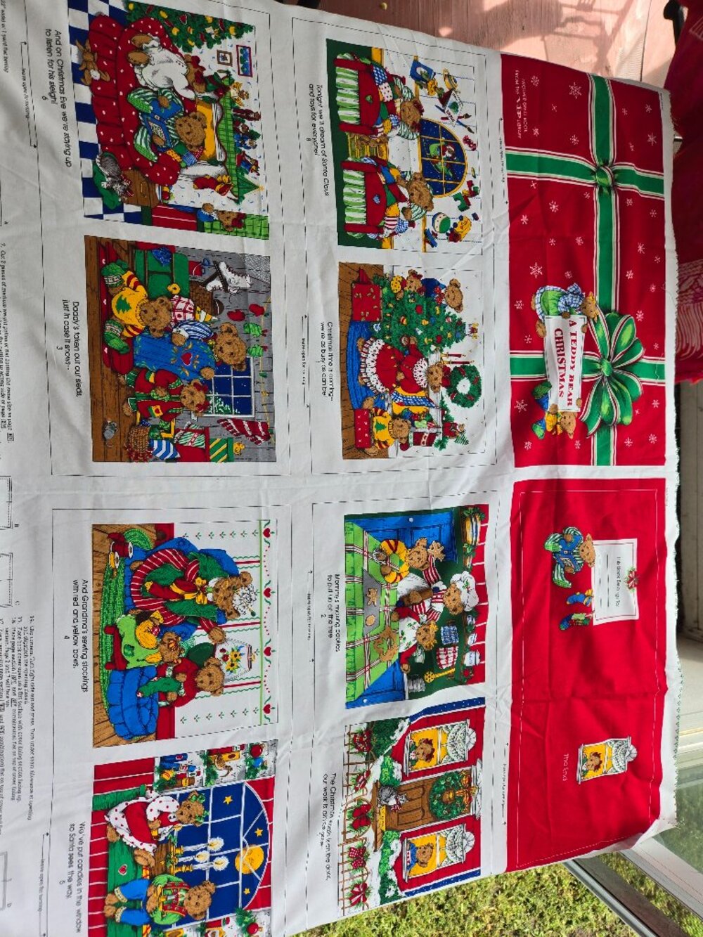 Vintage A VIP A Teddy Bear Christmas Fabric Book Panel for Sewing